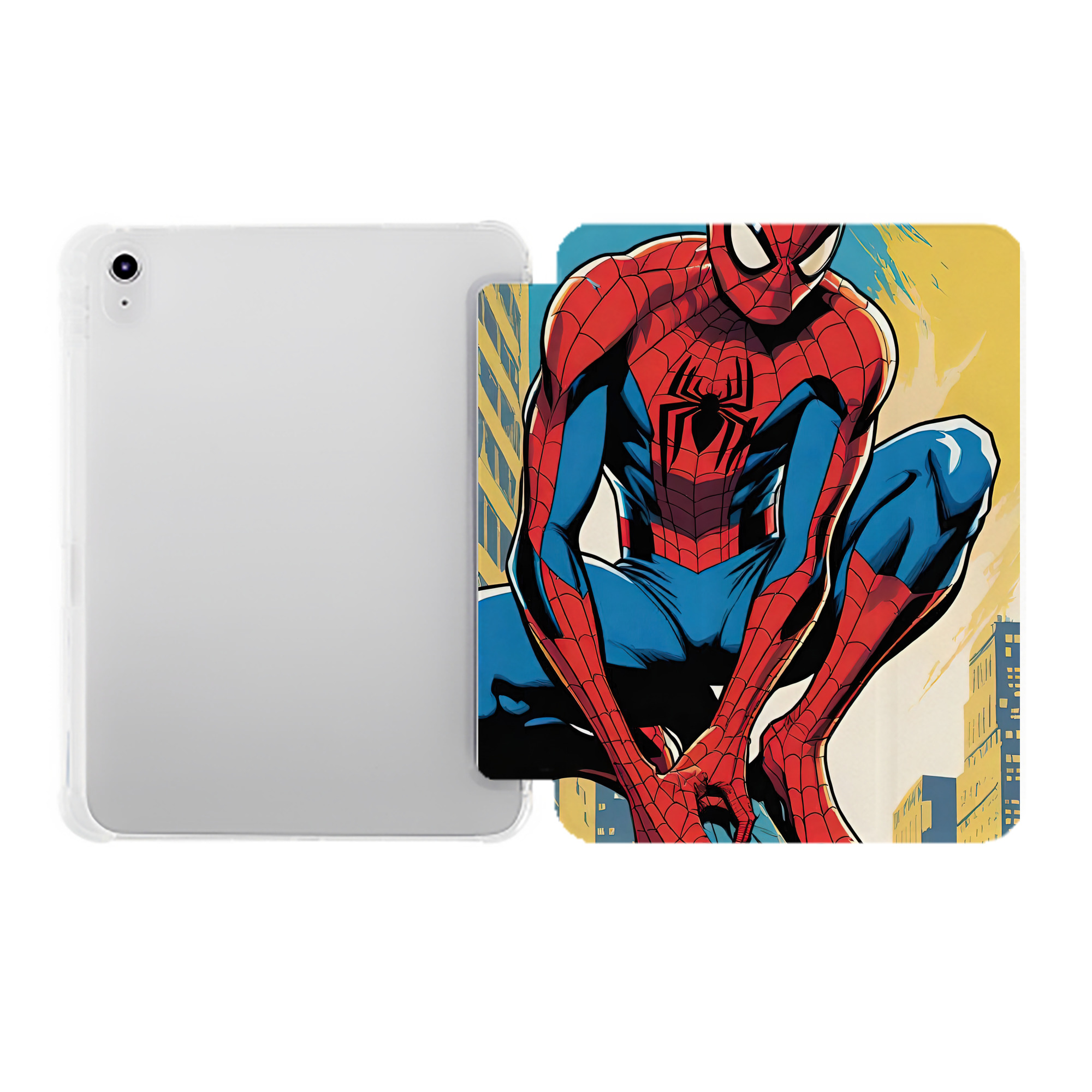 （画像用） Spider Man スパイダーマン IPad ケース ペン収納付き 三つ折りスタンド PUレザー×シリコン 対応機種9.5/10.5/10.9インチ
